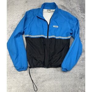 Vintage Hind Women's Medium Zip Up Jacket Black Blue Hiking Travel Windbreaker